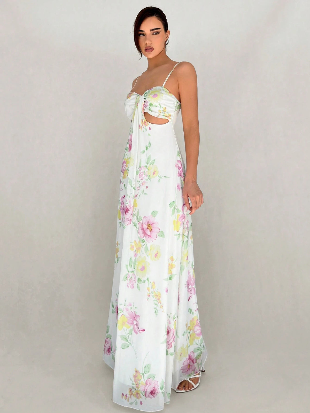 Romantic Date Or Summer Vacation Dress, Pleated Umbrella-Shaped Hem With Hollowed-Out Flower
