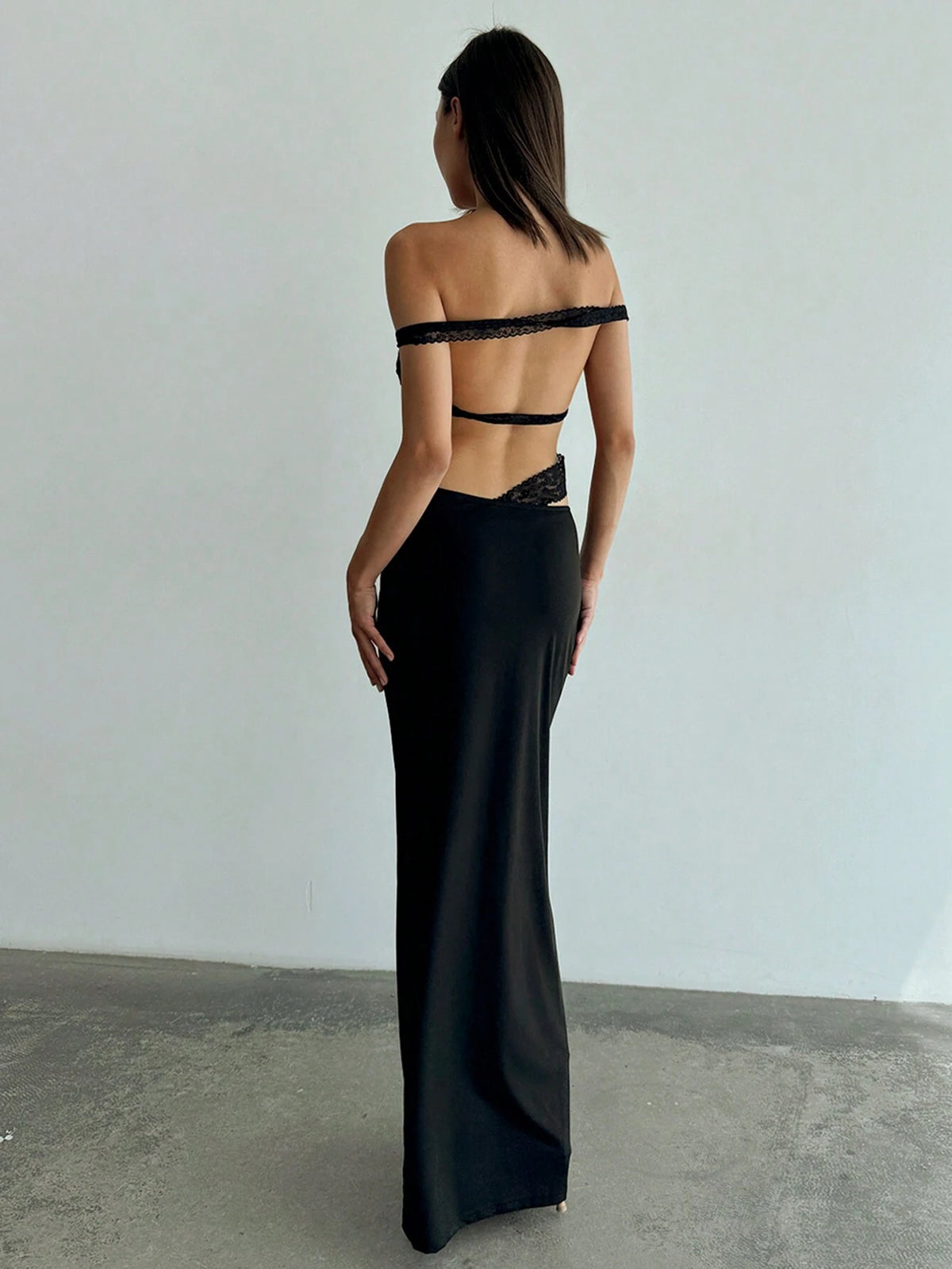 Spring/Summer Pure Minimalist Style Sleeveless Deep V-Neck Backless Waist Cutout Dress Tha