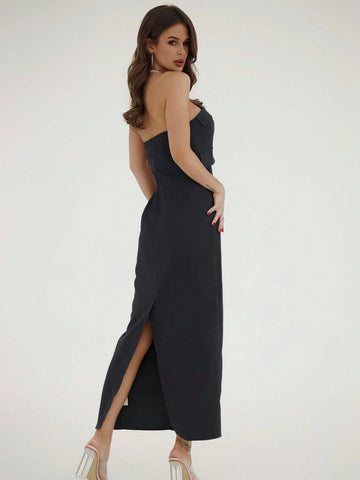 Spring & Summer Elegant Office Commute Back Zipper Split Sleeveless Dress
