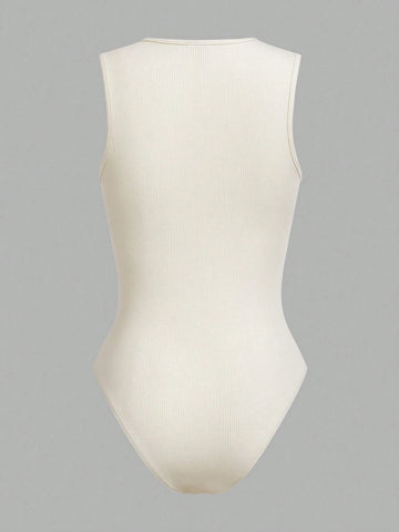 2pcs/Set Women's Casual Round Neck Slim Fit Bodysuit, Suitable For Summermulti-Pack Music Festival Summer Boho Bodysuit