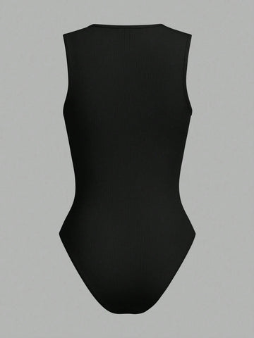 2pcs/Set Women's Casual Round Neck Slim Fit Bodysuit, Suitable For Summermulti-Pack Music Festival Summer Boho Bodysuit