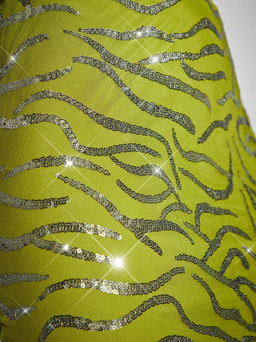 Contrast Sequin Crop Halter Top & Bodycon Skirt