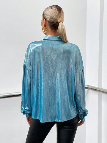 Drop Shoulder Button Front Shirt