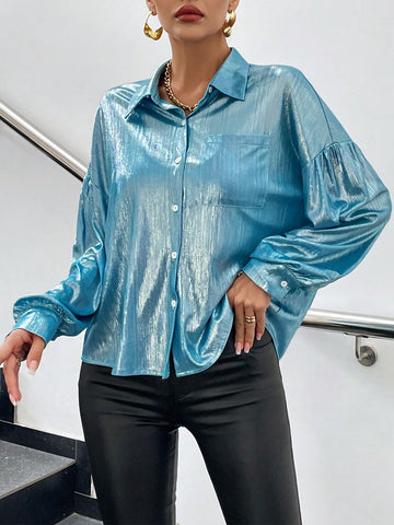 Drop Shoulder Button Front Shirt