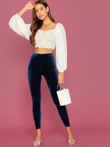 BAE Elastic Waist Velvet Leggings