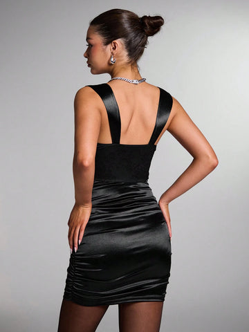 Elegant Women Solid Color Bodycon Spaghetti Strap Mermaid Dress