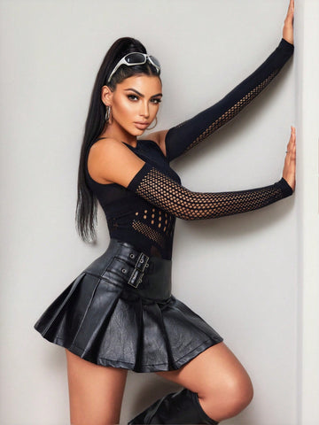Fashionable Off-Shoulder Mesh Bodysuit