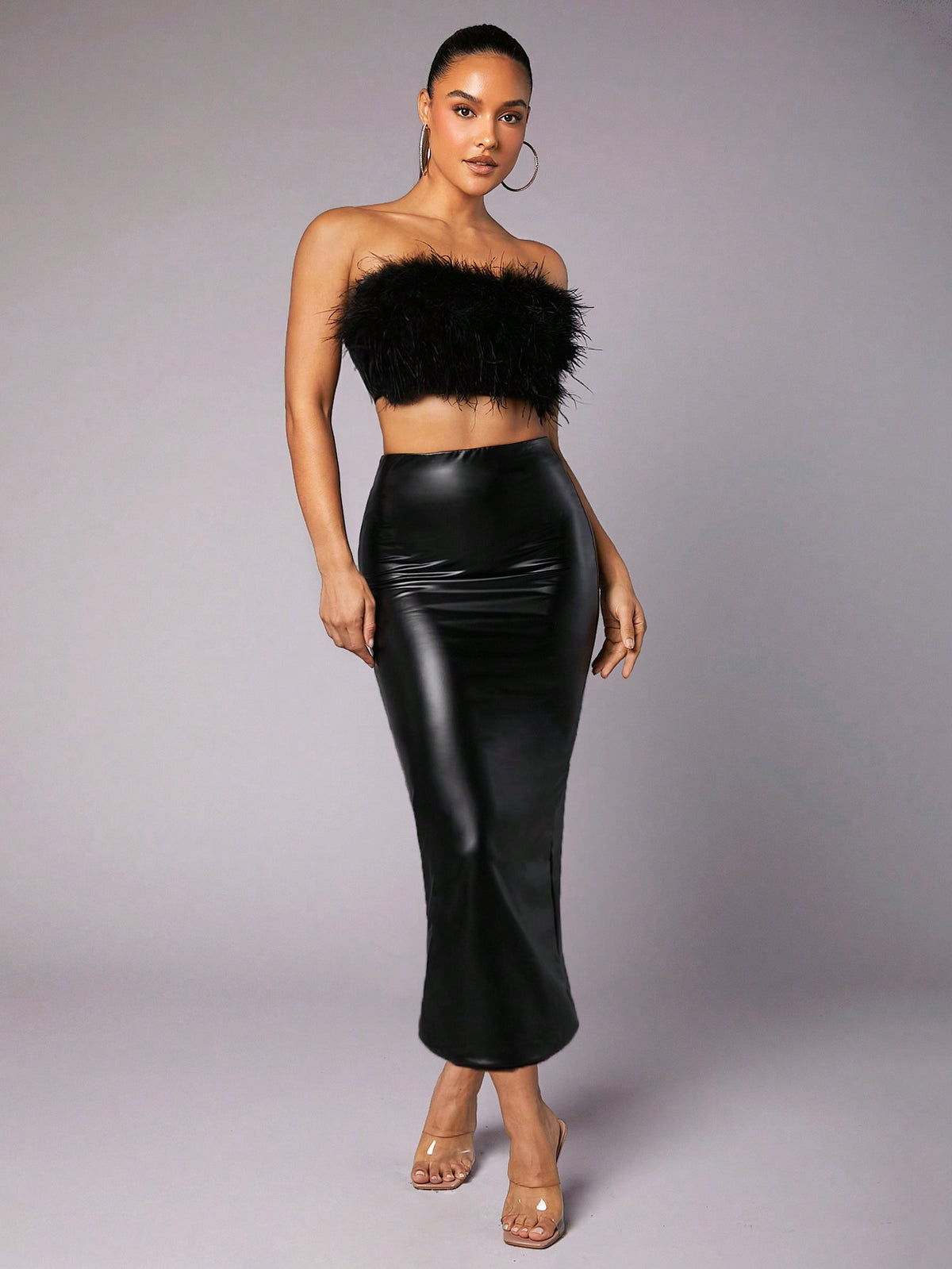 Feather Decoration & New Year'S Two-Piece Set & Leather & Suit ()