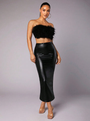 Feather Decoration & New Year'S Two-Piece Set & Leather & Suit ()