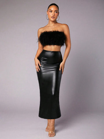 Feather Decoration & New Year'S Two-Piece Set & Leather & Suit ()