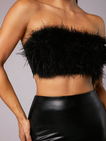 Feather Decoration & New Year'S Two-Piece Set & Leather & Suit ()