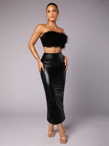 Feather Decoration & New Year'S Two-Piece Set & Leather & Suit ()