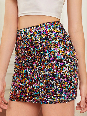 BAE High Waist Sequin Bodycon Skirt