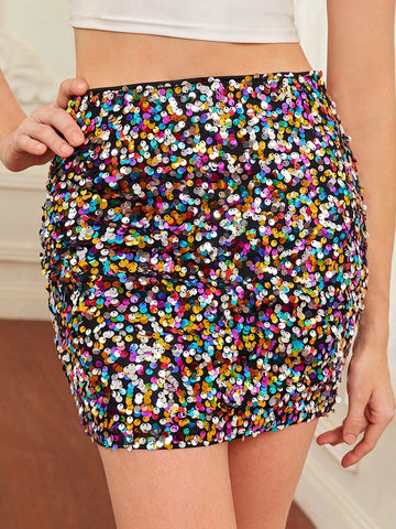 BAE High Waist Sequin Bodycon Skirt