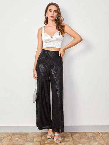 BAE High Waist Sequin Wide Leg Pants
