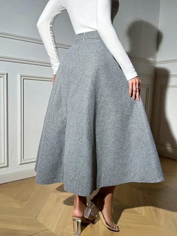 BAE High Waist Solid Color Umbrella Skirt