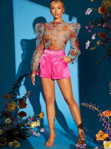 BAE High Waist Zipper Back Shorts