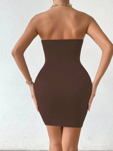 Hollow-Out Front Snake Decor Bodycon Sexy Dress