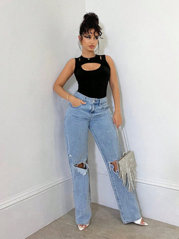 Hollow-Out Tight Bodysuit