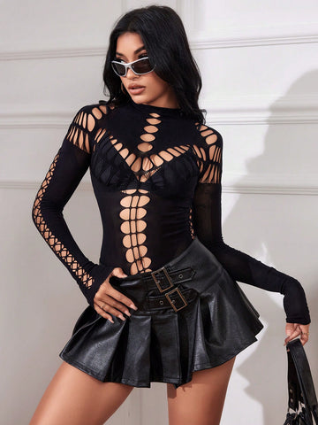 Hollow Out Long Sleeve Jumpsuit