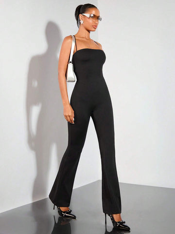 Ladies' Solid Color Backless Sexy Sleeveless Jumpsuit For Summer