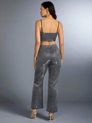 Ladies' Sparkly Cami Top And Long Pants Set