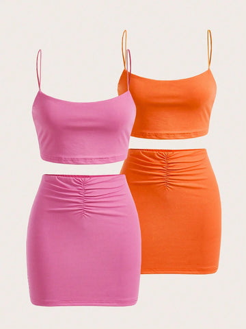 Multi-Pack Solid Color Bodycon Cami Dress For Summer