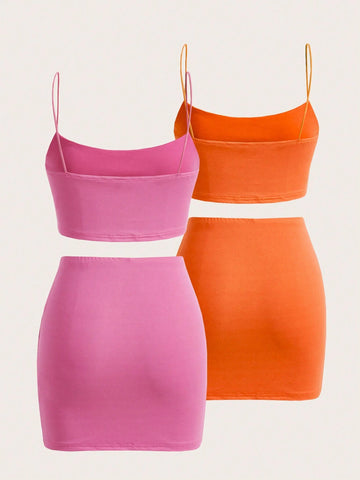 Multi-Pack Solid Color Bodycon Cami Dress For Summer