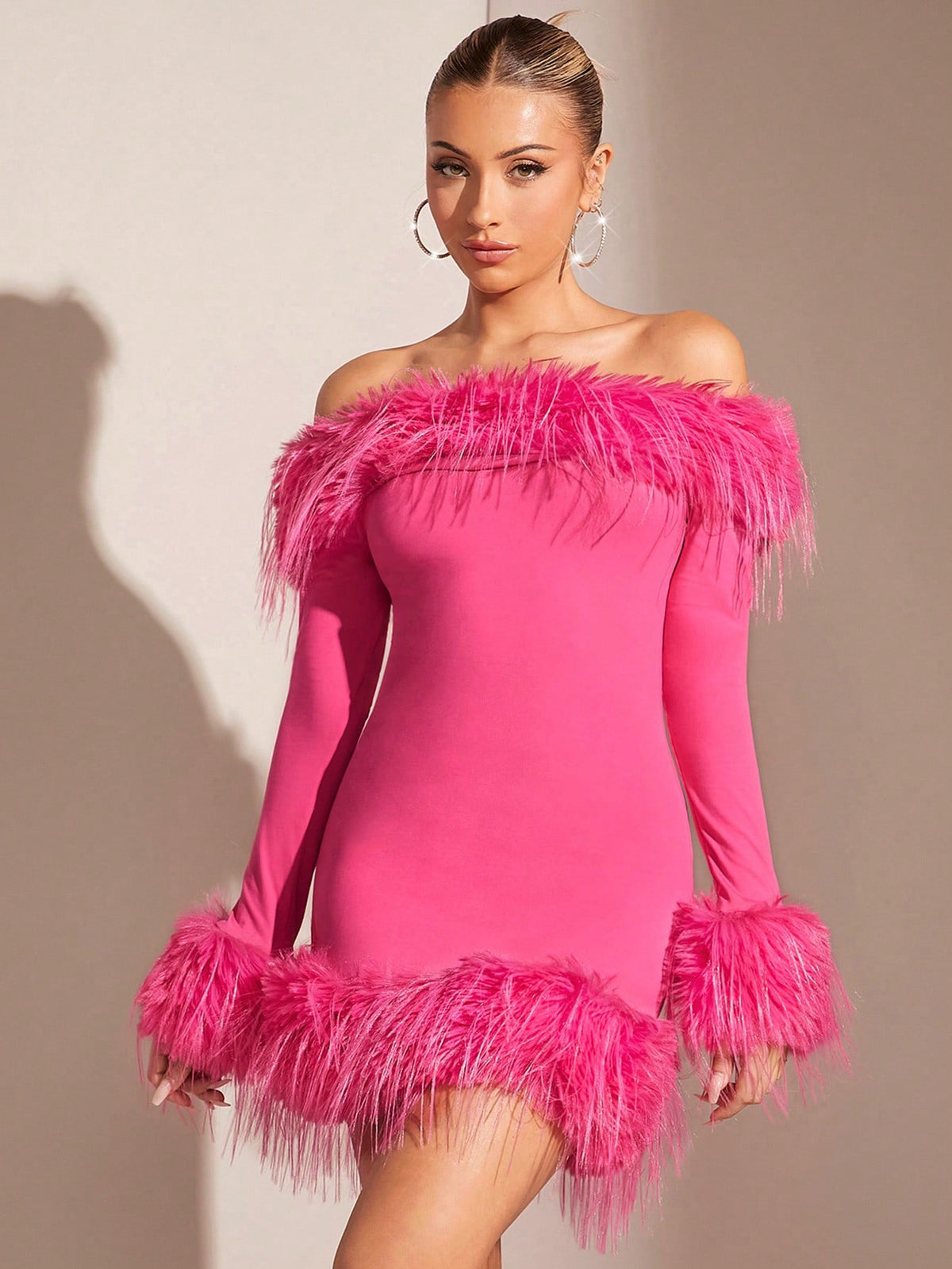 Off Shoulder Splice Bodycon Dress