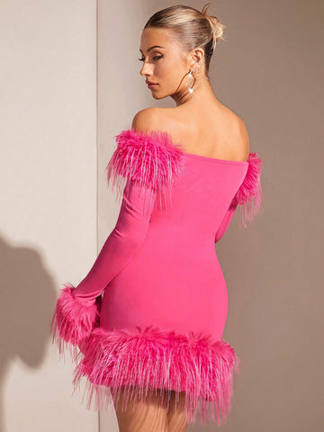 Off Shoulder Splice Bodycon Dress