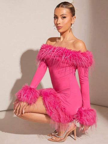 Off Shoulder Splice Bodycon Dress