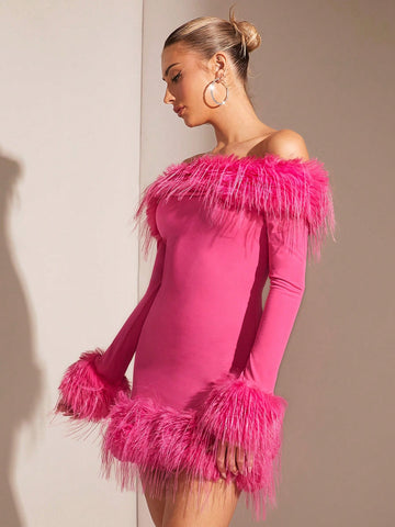 Off Shoulder Splice Bodycon Dress