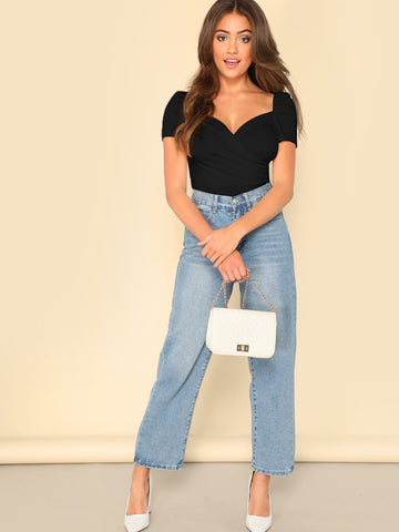 Puff Sleeve Wrap Sweetheart Bodysuit