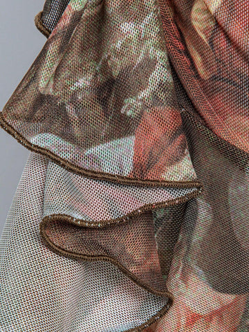 BAE Ruffle Trim Ruched Mesh Skirt