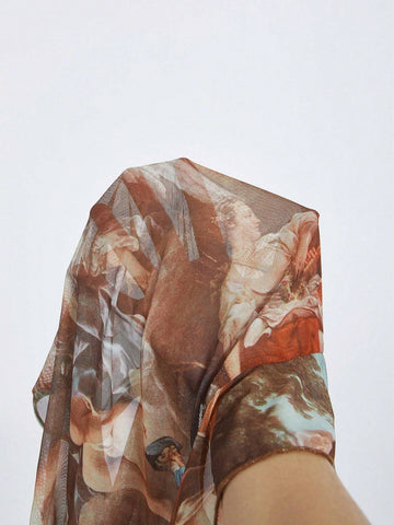 BAE Ruffle Trim Ruched Mesh Skirt