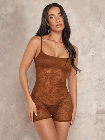 Sheer Lace Strappy Jumpsuit