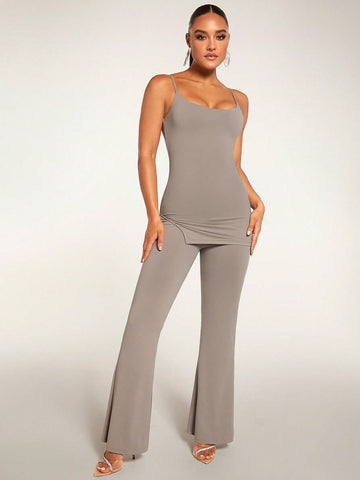 Solid Cami Top & Flare Leg Pants