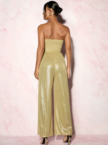 Spring/Summer Sexy Strapless High Waist Wide Leg Jumpsuit