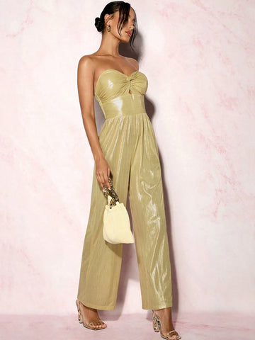 Spring/Summer Sexy Strapless High Waist Wide Leg Jumpsuit