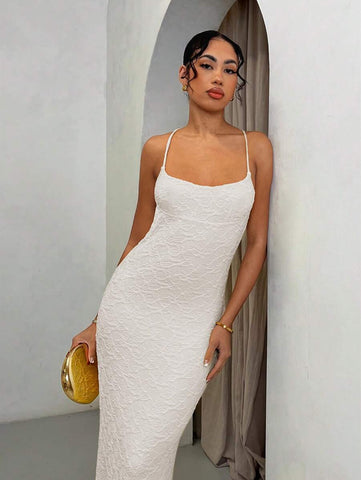 Summer Beach Vacation Solid Light Yellow Suspender Backless Maxi Dress, Suitable For Dail