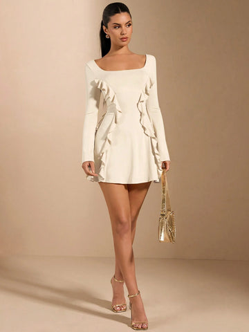 Summer Dress & Mini Dress & Yellow Dress & Backless & Back Tie & Long Sleeve Dress & Daily Dating