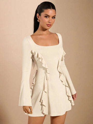 Summer Dress & Mini Dress & Yellow Dress & Backless & Back Tie & Long Sleeve Dress & Daily Dating