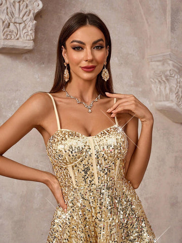 Summer Fashion Glittery Spaghetti Strap Dress