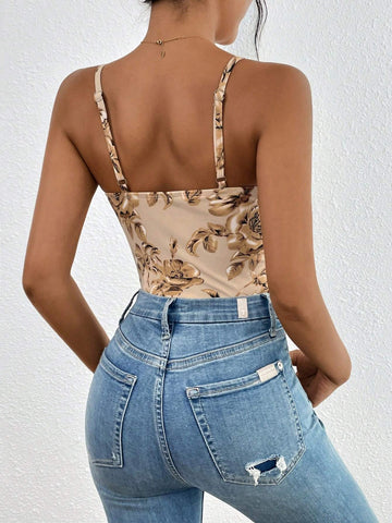 Summer Floral Print Sleeveless Jumpsuit, Perfect For Casual And Work