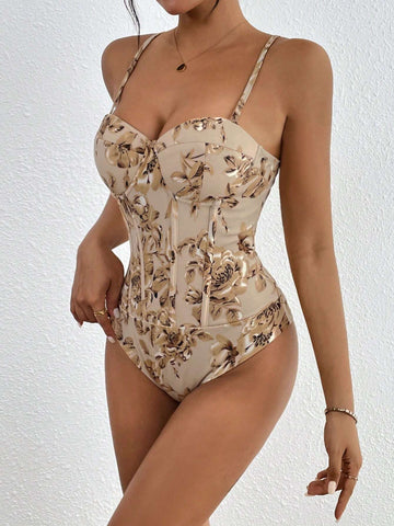 Summer Floral Print Sleeveless Jumpsuit, Perfect For Casual And Work