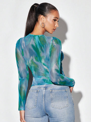 BAE Tie Dye Ruched Side Tee