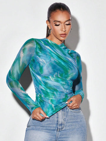 BAE Tie Dye Ruched Side Tee
