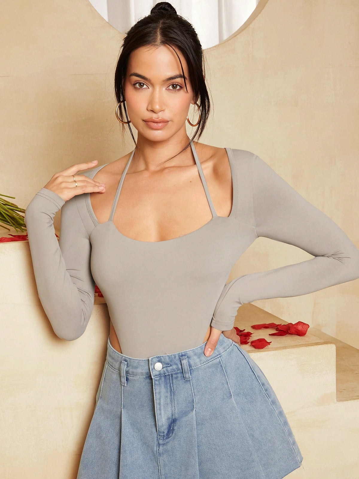Women'S Halterneck Slim Fit Bodysuit