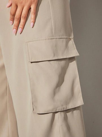 Women'S Herringbone Detail Drawstring Leg 3d Pocket Workwear Bandeau Jumpsuit