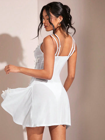 BAE Women's Floral Applique Spaghetti Strap Dress